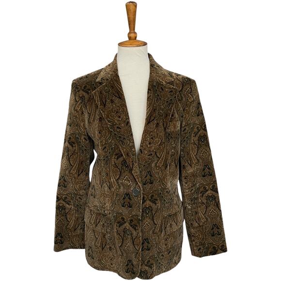 Vintage Y2K 90s Harve Benard Cotton Floral Damask Whimsigoth Blazer Size 10 - Picture 1 of 6